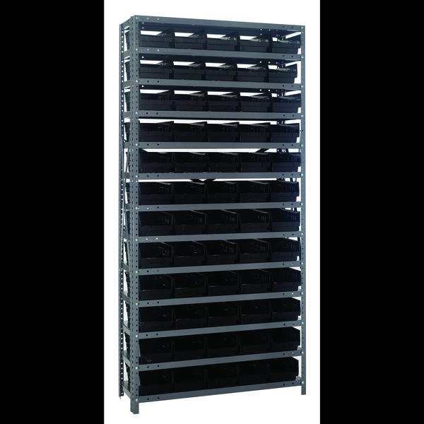 Quantum Storage Systems Steel Shelving with plastic bins 1875-104BK